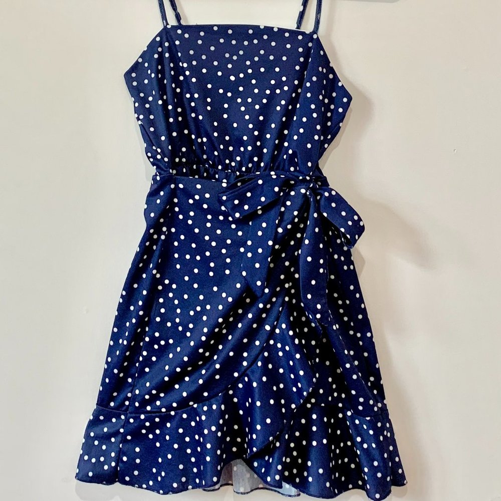 Polka Dot Spaghetti Strap Wrap Dress